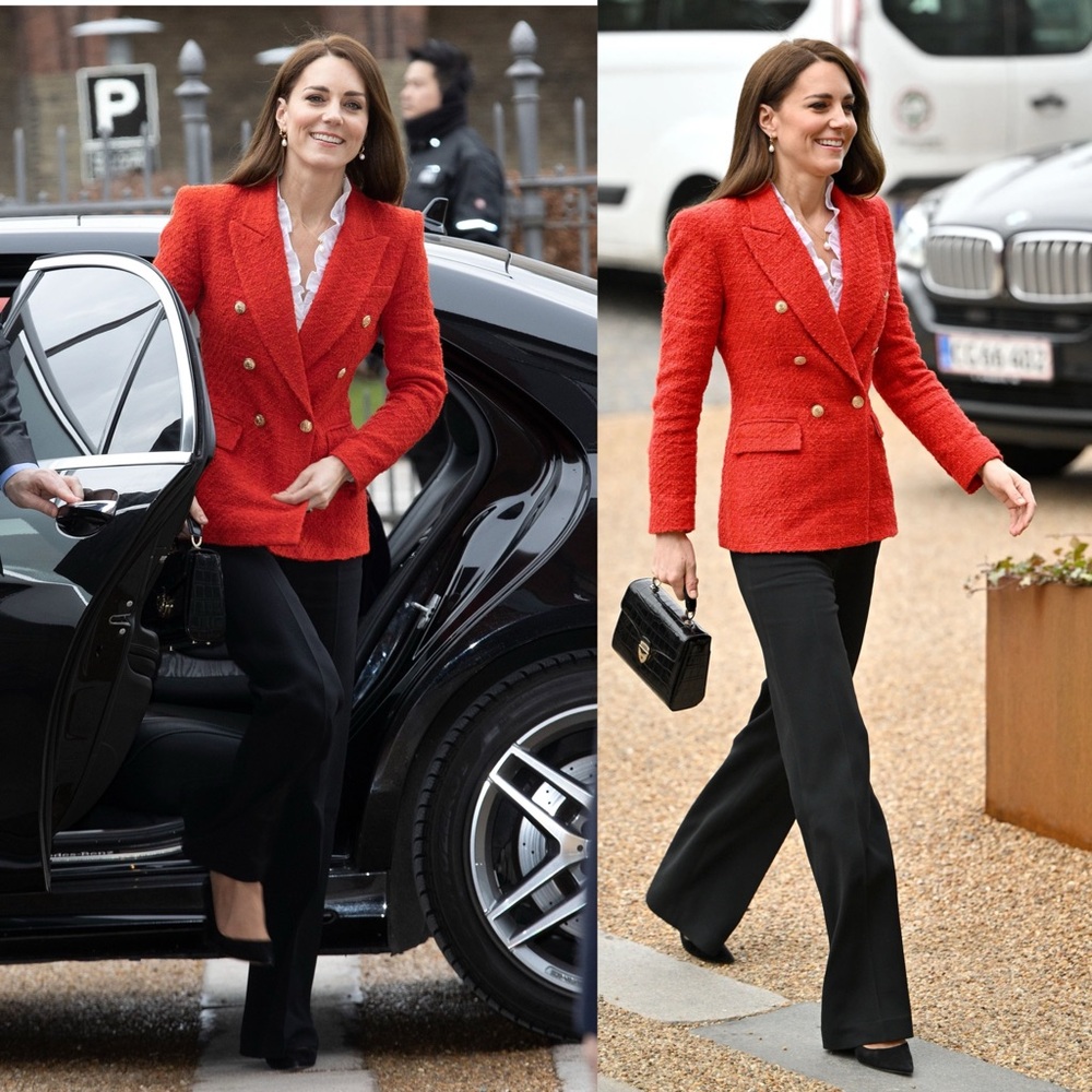 Women's Red Double-Breasted Blazer